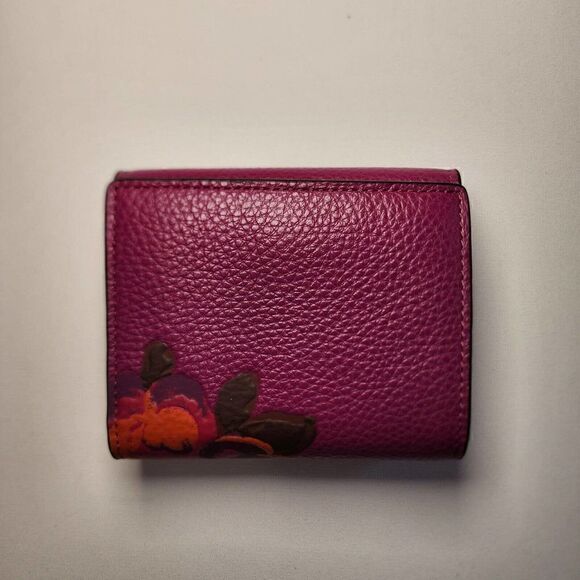 NWT Coach CF485 Small Morgan Wallet With Jumbo Floral Print Magenta - Picture 2 of 7